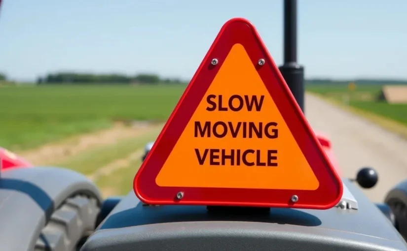 A slow moving vehicle emblem